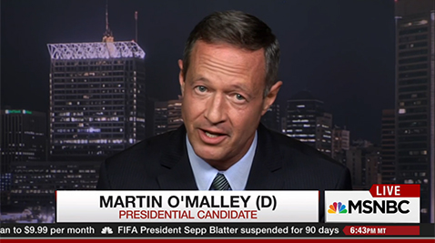 Presidential hopeful and former Maryland Gov. Martin O'Malley on All In with Chris Hayes on MSNBC Thursday night/Photo courtesy- MSNBC Website