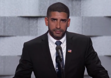 Army Capt. Florent Groberg from Bethesda, a Medal of Honor recipient, said Hillary Clinton is “ready to serve, ready to lead” during a speech at the Democratic National Convention Thursday. Screenshot.