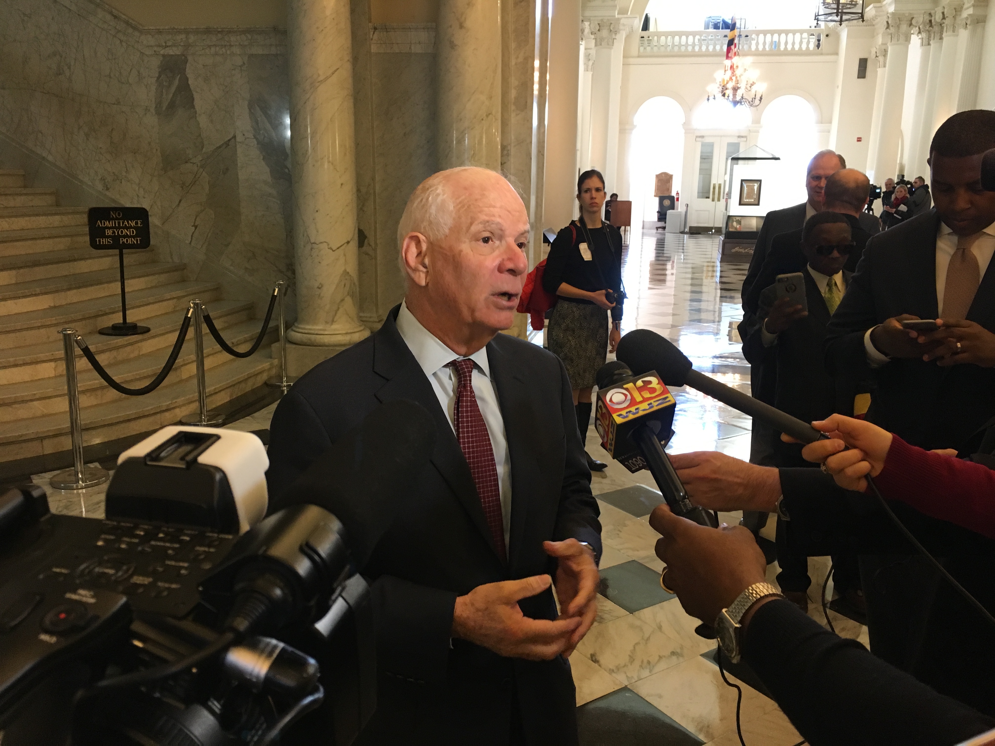 U.S. Sen. Ben Cardin, D-Md., addresses reporters at the Maryland State House on the opening day of the General Assembly’s 2016 session in Annapolis on January 13, 2016. (Capital News Service photo by Amber Ebanks).