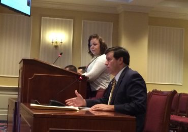 Sen. Bryan Simonaire, R-Anne Arundel, presents the Stolen Valor Act of 2016 at the Senate Judicial Proceedings Committee meeting in Annapolis, Maryland, on January 19, 2016.