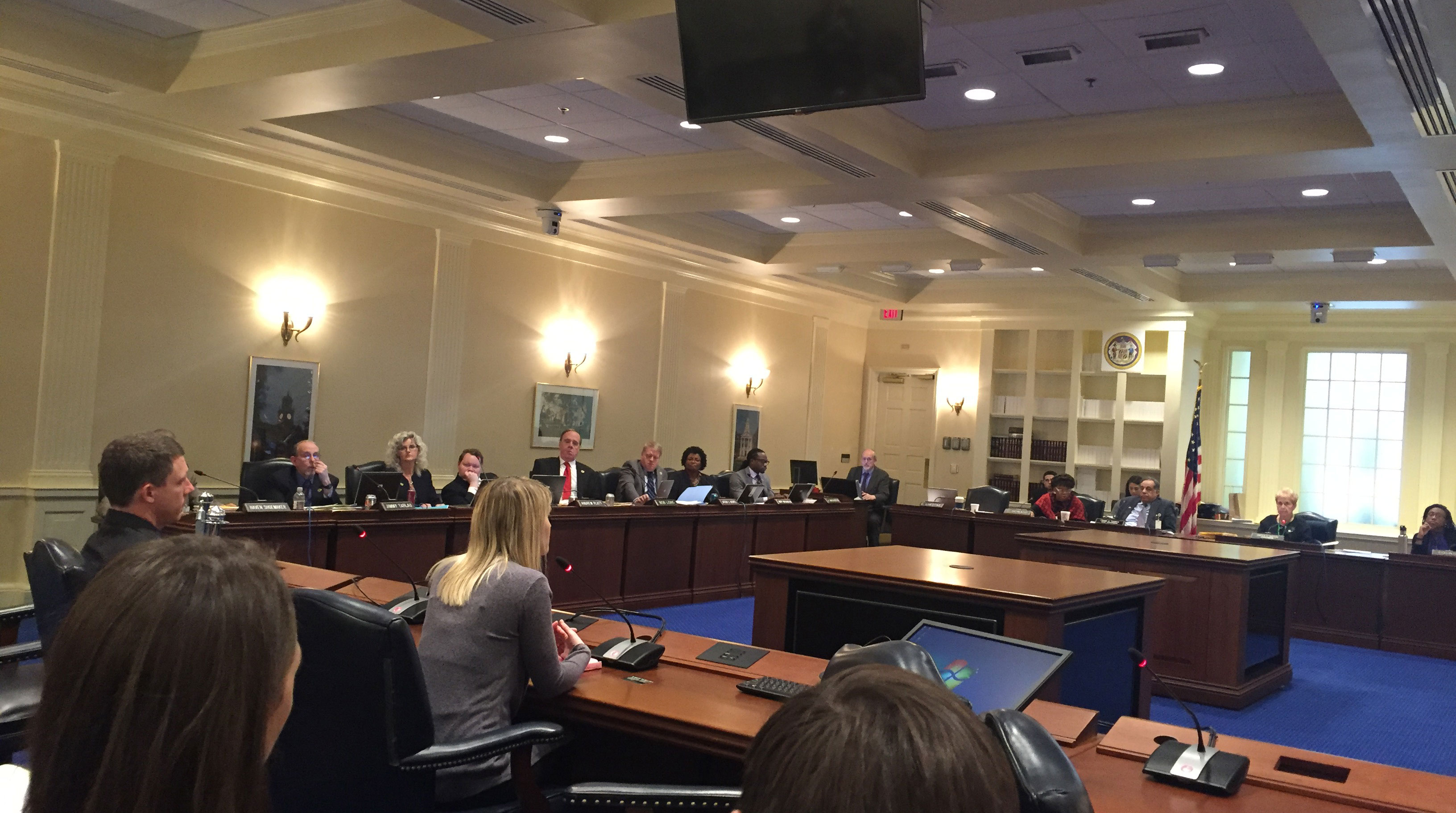 Sexual abuse survivor Erin Merryn testifies in support of a proposed Maryland bill that would require sexual abuse education in schools. (Capital News Service photo by Lexie Schapitl.)