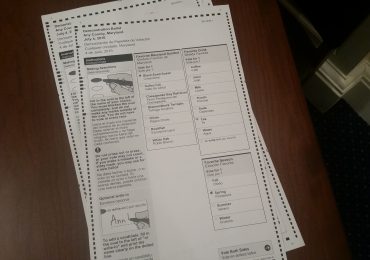 In April 2016, Maryland will switch from touch-screen ballots to paper ones like this. The Maryland State Board of Elections showed samples of the new ballot in Annapolis on Friday, January 29, 2016. (Capital News Service photo by Rachel Bluth.)