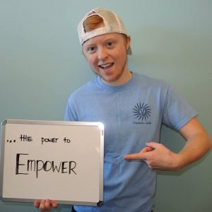 Benjamin Kennedy is a junior at the University of Vermont, where he worked for their Orientation Program, and said he was proud to be able to be the go-to person for trans students and families. Each orientation member was asked to complete the phrase, “Orientation gave me…”, which he said was the power to empower. Courtesy photo from Benjamin Kennedy.