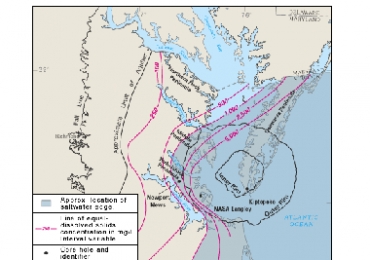 Chesapeake bay impact crater boundaries. Courtesy of U.S. Geological Survey.