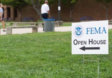 A sign for the FEMA open house in Edgewater, Maryland.