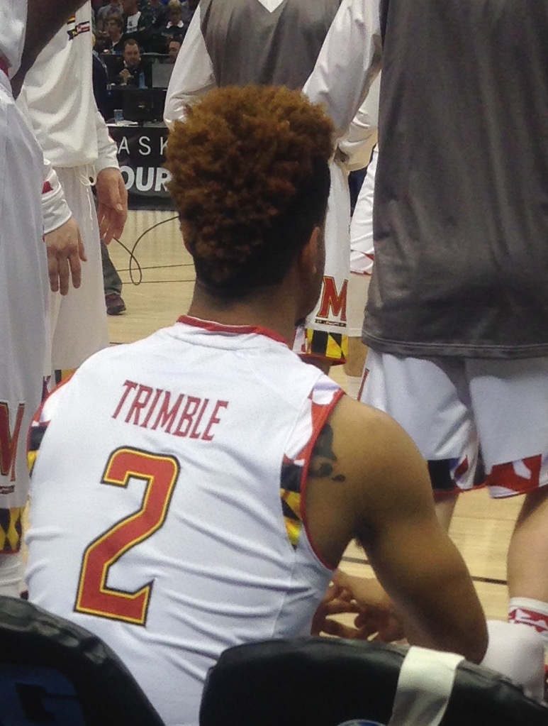 Melo Trimble awaits to hear his name introduced in the Big Ten tournament quarterfinals against Nebraska on March 11, 2016. (Photo courtesy of Troy Jefferson)