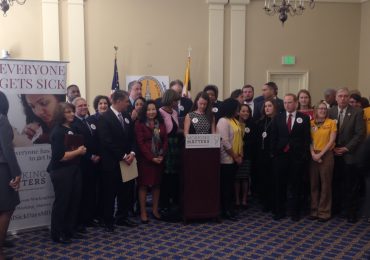 Lawmakers and activists lobbied for paid time off in Annapolis on February 2,2016 (CNS Photo by Connor Glowacki).
