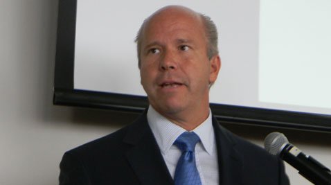 John Delaney speaks to the Maryland delegation to the Democratic National Convention Tuesday. He was welcomed as an insider after spending the primary season as an outsider. (Capital News Service photo by David Gutman)