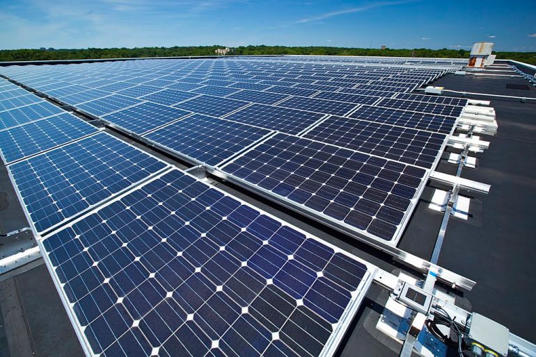 Solar panels at the Severn building