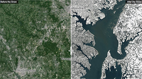Maryland and D.C. Before and After Winter Storm Jonas 2016.