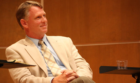Maryland Sen. Allan Kittleman, R-Howard, listens as panelists debate whether Maryland should legalize same-sex marriage during an event Thursday at the University of Maryland. The state faces a referendum on the November ballot to overturn same-sex marriage legislation passed in March. (Capital News Service photo by Rachael Pacella)