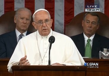Screenshot of Pope Francis addressing Congress on Sept. 24, 2015 from C Span.
