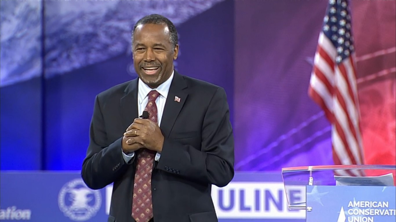 Ben Carson speaks at the Conservative Political Action Conference in National Harbor, Md, where he announced the end to his presidential campaign.