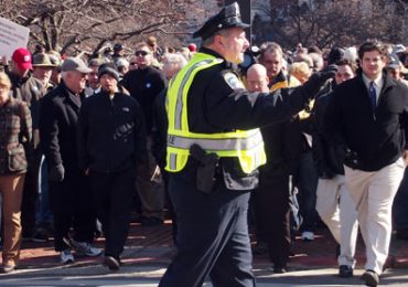 Gun rights supporters gather on Lawyer’s Mall opposing Gov. Martin O’Malley's gun-control legislation Wednesday. Capital News Service photo by Rashee Raj Kumar.