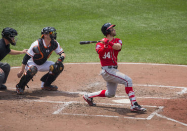 Bryce Harper plays against the Baltimore Orioles in 2015.