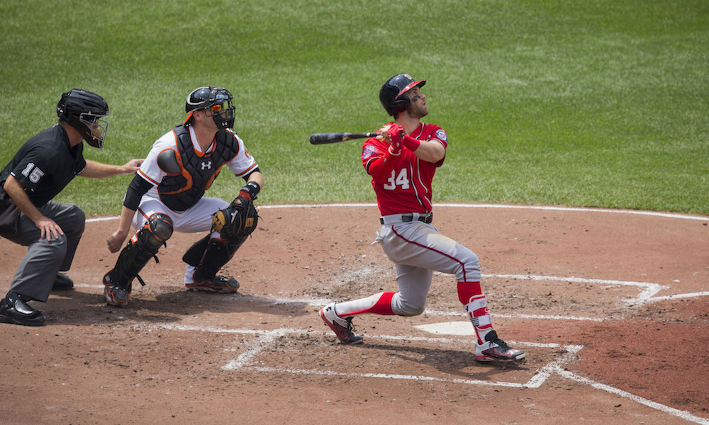 Bryce Harper plays against the Baltimore Orioles in 2015.
