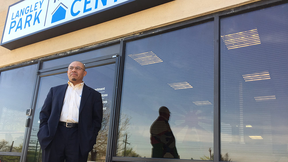 Norberto Martinez in front of Langley Park multi-service center. (Photo by J.F. Meils/Capital News Service)