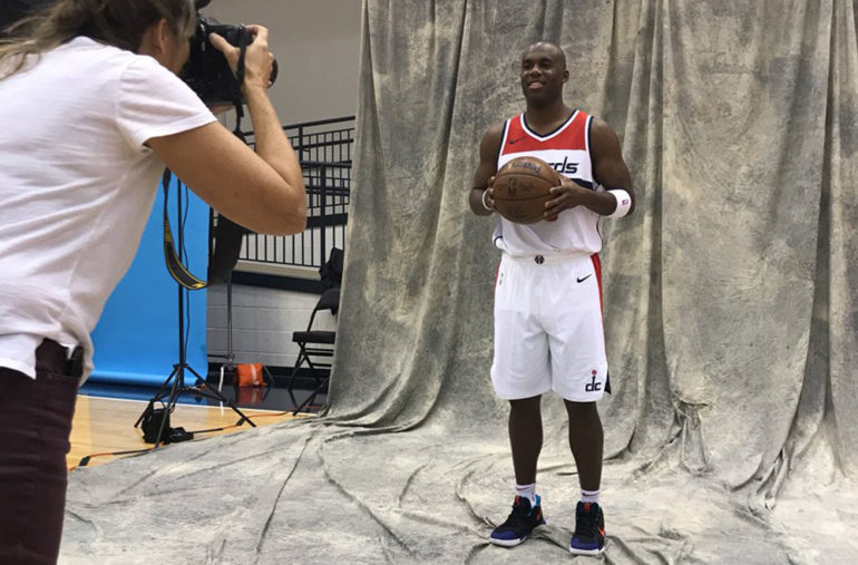 Jodie Meeks poses for a photo at Washington Wizards media day. Photo by Adam Zielonka / Capital News Service