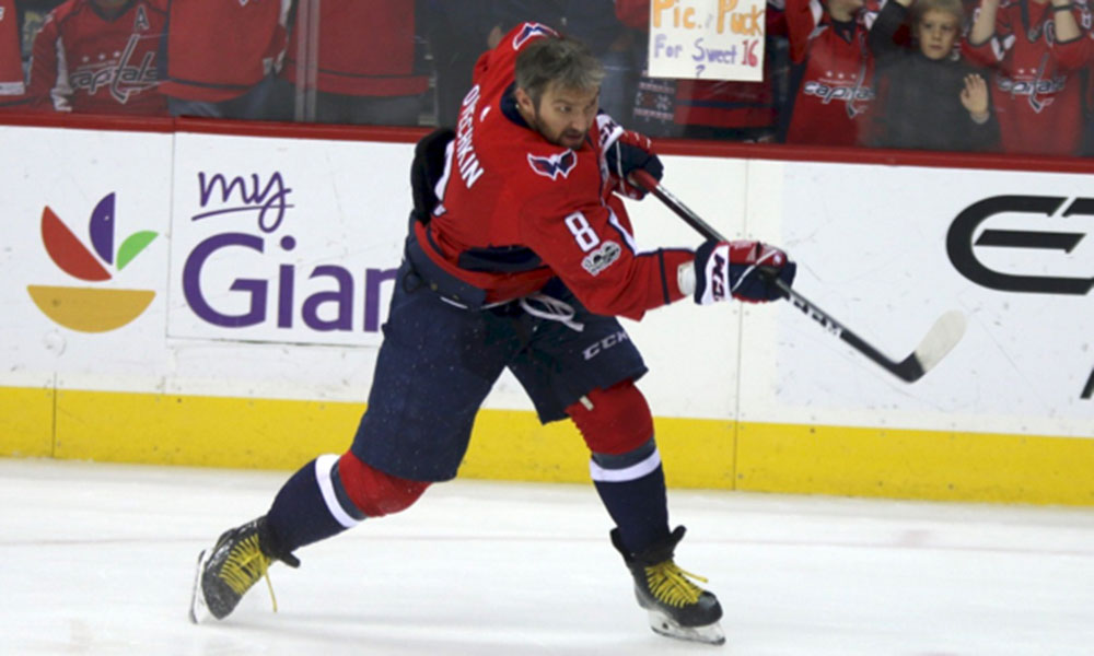 Alex Ovechkin recorded four points against Chicago Wednesday, including a primary assist on Nicklas Backstrom's first-period goal. Photo courtesy Ben Sumner/Capitals Outsider.com.