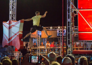 Geoff Britten leaps from one obstacle to the next during his in Season 7 of "American Ninja Warrior." (Photo courtesy of Geoff Britten)