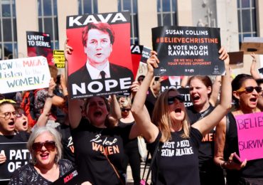 WASHINGTON - Protesters urged Congressman Collins to vote no on Kavanaugh (Albane Guichard/Capital News Service)