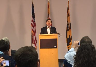 University of Maryland President Wallace Loh announces his retirement to media members. (Danielle Stein/Capital News Service)