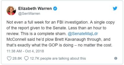 Elizabeth Warren's tweet.
