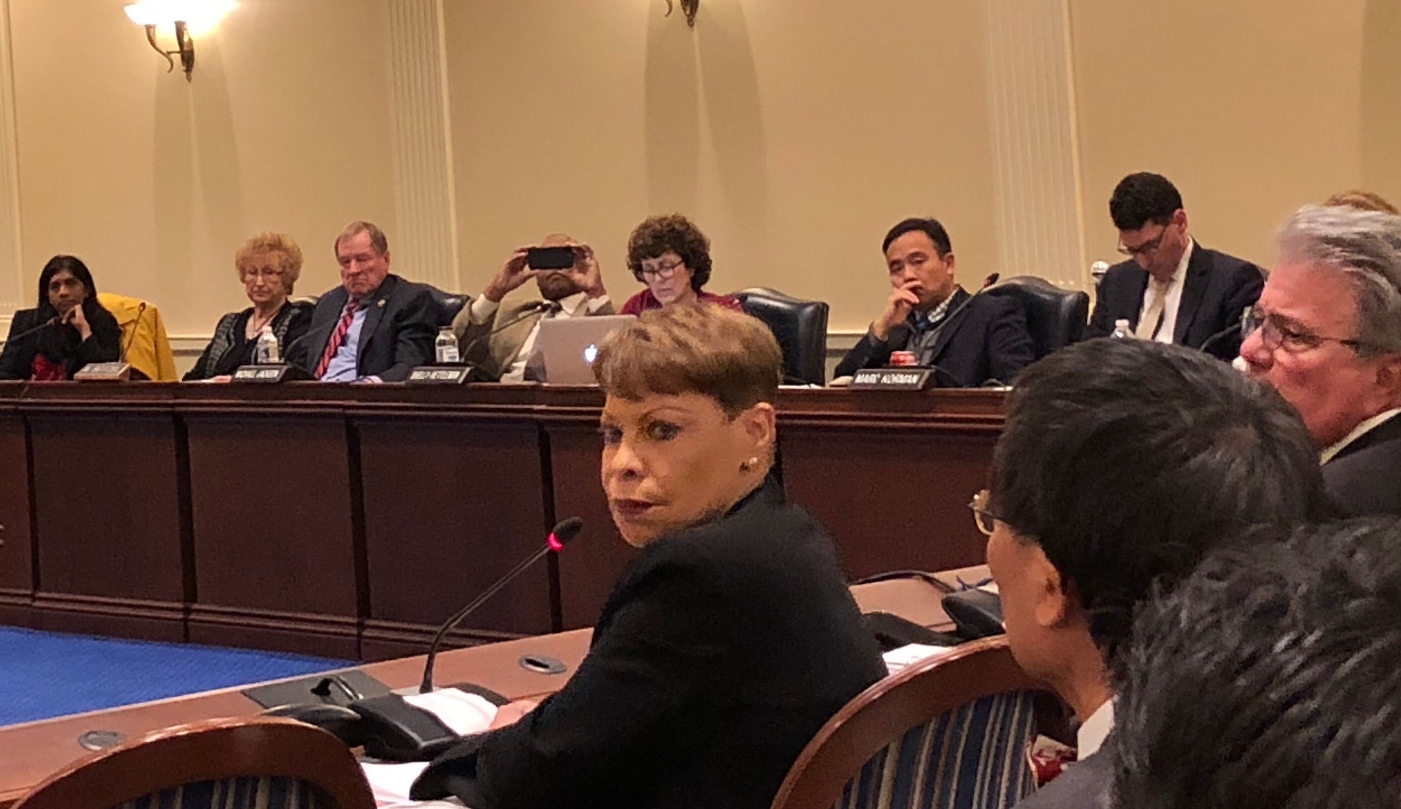 University System of Maryland Board of Regents Chairwoman Linda Gooden, Chancellor Bob Caret and University of Maryland President Wallace Loh answered questions at a Maryland House of Delegates Appropriations Committee on Thursday, Nov. 15, 2018 in Annapolis, Maryland. (Brooks DuBose/Capital News Service)