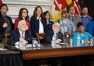 Gov. Larry Hogan signed a bill April 18, 2019 in Annapolis to establish June 28 as Maryland's Freedom of the Press day. Photo by Charlie Youngmann / Capital News Service