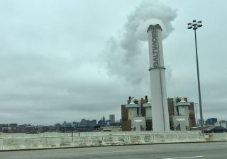 The Wheelabrator incinerator, as seen from Interstate 95. The facility's probable closure could affect landfills across the state. Photo by Ian Round.