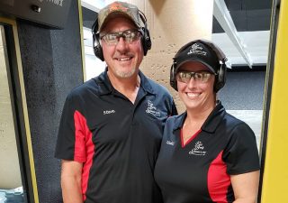 Flat Broke Shooters owners Steve Thomas, left, and Cindi Thomas, right, opened a range on their farm on Aug. 5, 2019. (Courtesy of Steve and Cindi Thomas)