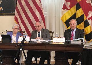 Gov. Larry Hogan spoke about the traffic problems occurring on the Bay Bridge at the Board of Public Works meeting on Wednesday, Oct. 16, 2019. (Photo by Teresa Johnson/Capital News Service)