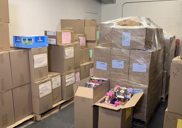 Boxes of contraband tobacco products recovered in a bust crowd a storage room in the Louis L. Goldstein Treasury Building in Annapolis on Nov. 20, 2019. (Capital News Service photo by Eric Myers.)