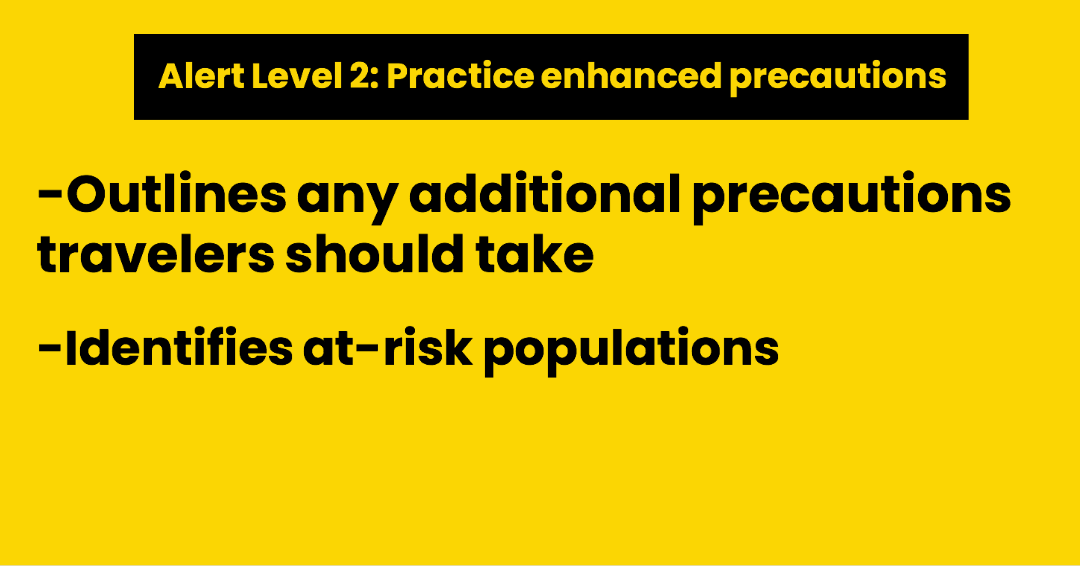 CDC's Level 2 Travel Advisory