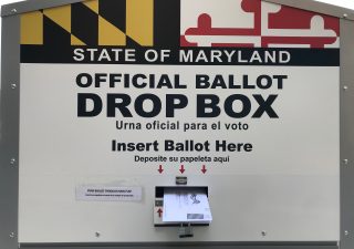 A ballot drop box located in Wheaton, Maryland. (Karen Denny/ Capital News Service)