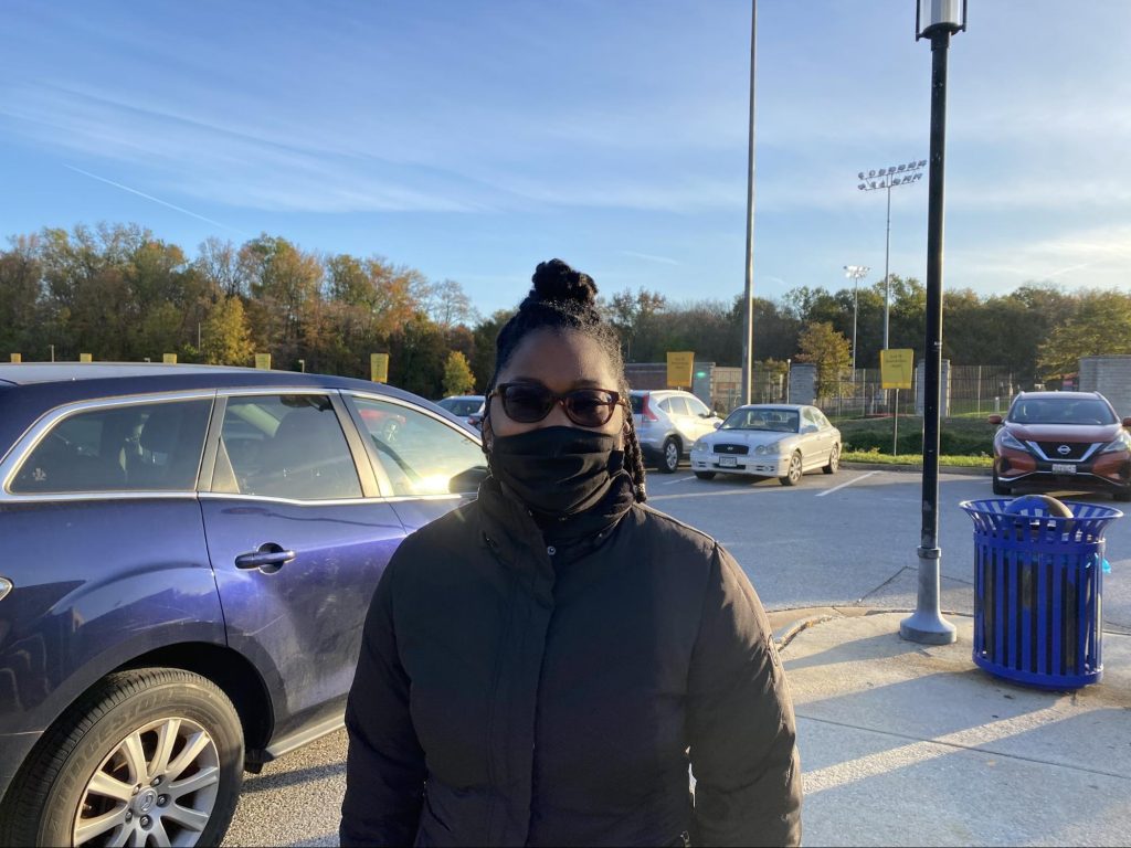 Kelsie Challenger said her vote Tuesday at the Xfinity Center was swayed by the Trump administration’s handling of covid-19. (Photo by Gea Ujcic)