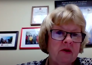 Del. Carol Krimm, D–Frederick, presents her broadband bill over Zoom to the House of Delegates' Economic Matters Committee on Jan. 26, 2021. (Screenshot by Jack Hogan / Capital News Services)