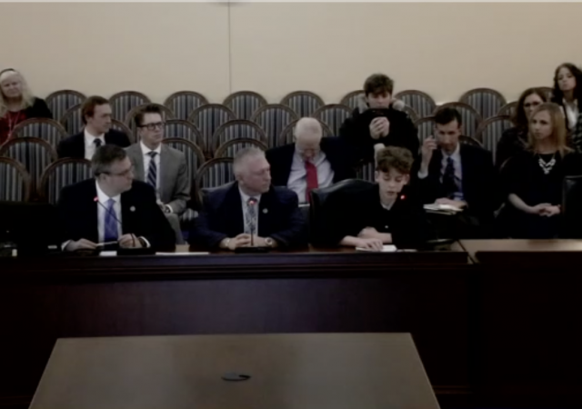 Alexander “Xander” Alarie testifying in favor of HB0052, last session’s iteration of current bill HB0961, during its hearing in the Environment and Transportation Committee on Jan. 28, 2020. In 2011, Alarie and his friends had their lemonade stand shut down by authorities for operating without a permit. Screenshot by Tori Bergel/Capital News Service