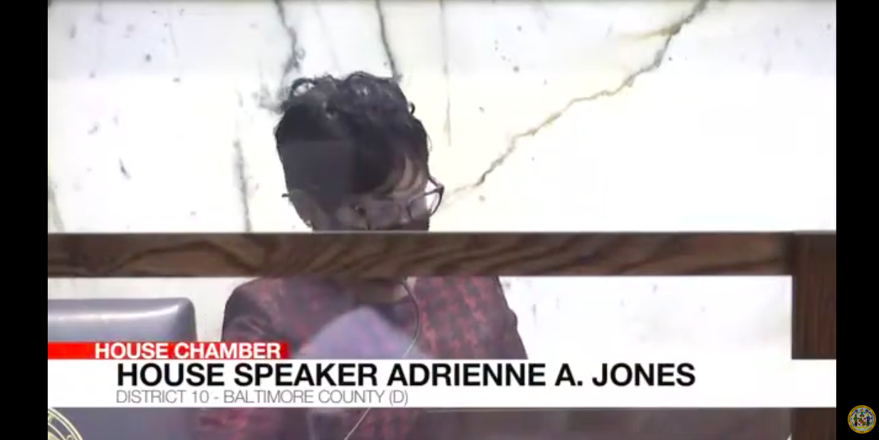 House speaker Adrienne Jones reads aloud HB0180 on March 10, 2021