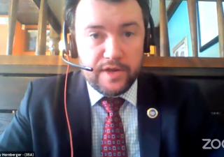 Del. Kevin Hornberger, R-Cecil, introduces to the House of Delegates Ways and Means Committee his bill that would reimburse personal property taxes to businesses struggling amid the pandemic. Screenshot by Jack Hogan / Capital News Service