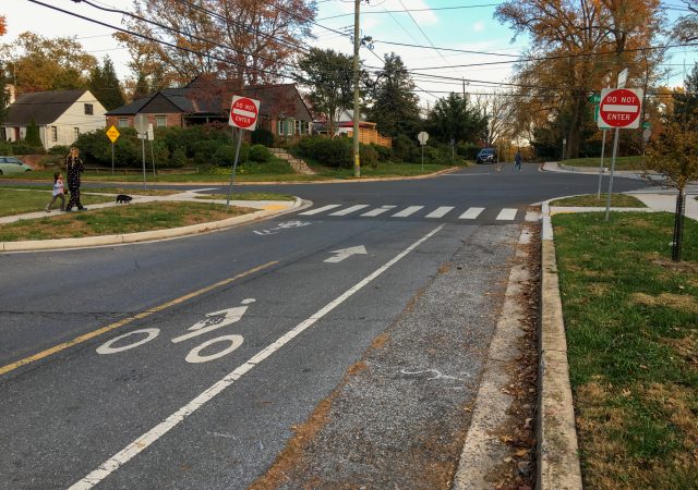 Bike lane in Montgomery County, MD