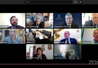 A screenshot of the virtual meeting where the state’s Sports Wagering Applicant Review Commission met to consider awarding sports betting licenses to five Maryland casinos on Nov. 3, 2021. (Screenshot: Trisha Ahmed/Capital News Service)