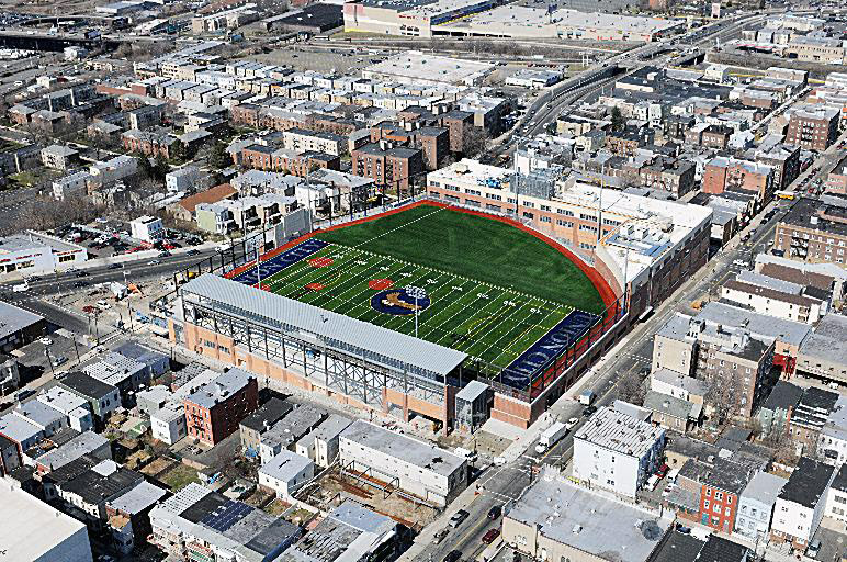 The Union City High School multi-use athletic field sits on top of the school building and allows athletes the chance to compete on campus in a new, high-quality space. Photo credit: Union City