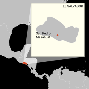A map of El Salvador depicts the town of San Pedro Masahuat.