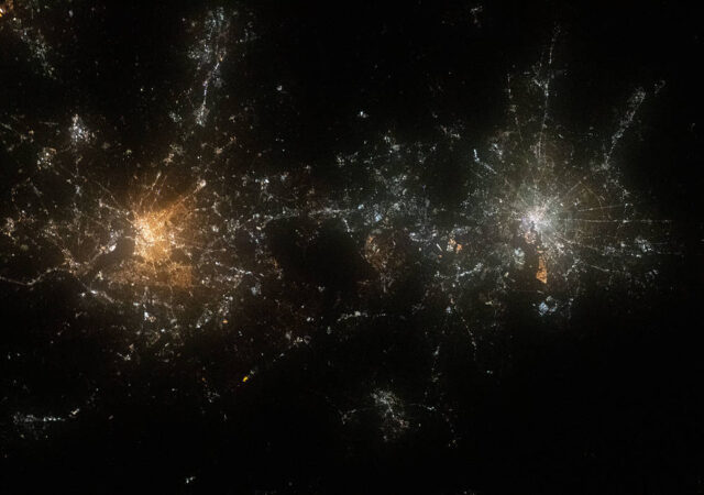 The lights of Baltimore and Washington seen from the International Space Station in 2020.