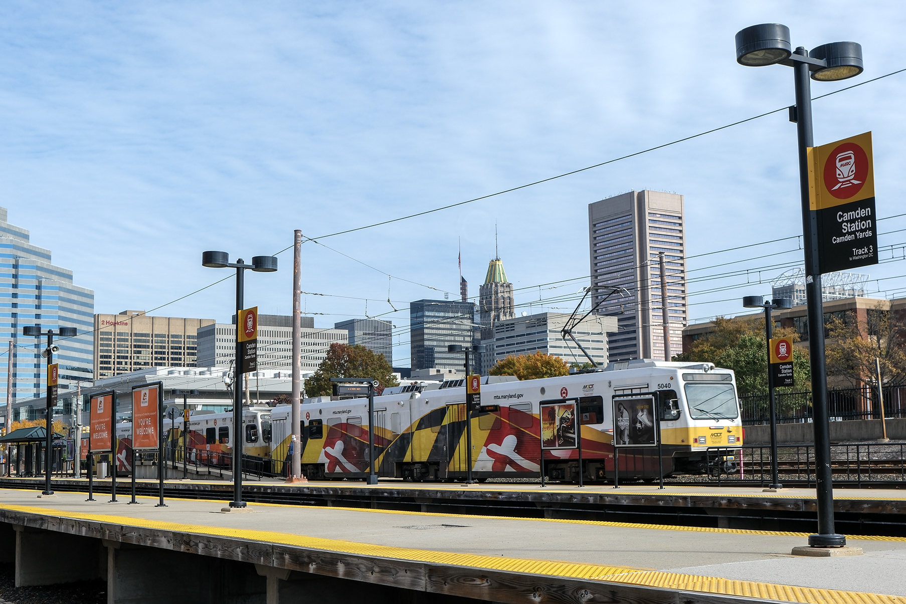 Baltimore Light Rail in front of Camden Yards, Wednesday Oct. 25, 2023. (Tommy Tucker/Capital News Service)