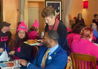 After a rally on Lawyers Mall in front of the Maryland State House, state and local delegates participated in the Server for an Hour event, showing their support for OFW.