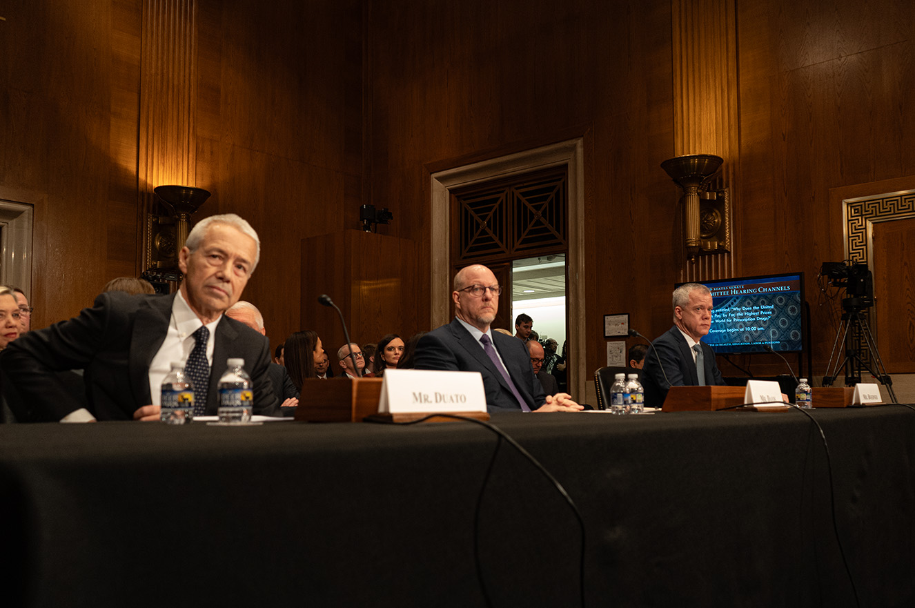 WASHINGTON — CEOs of Johnson & Johnson, Merck, and Bristol Myers Squibb testify before Senate Committee on Health, Education, Labor and Pensions. (Mathew J. Schumer/Capital News Service)