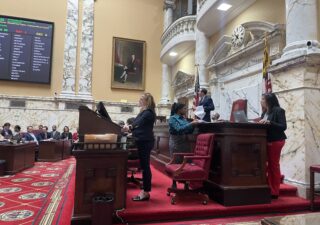 Maryland Senators during the 2024 legislative session vote to pass the Andrew F. Wilkinson Judicial Security Act.
