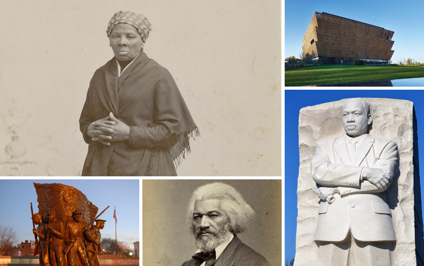 A collage of places to visit in and around Maryland to explore Black history